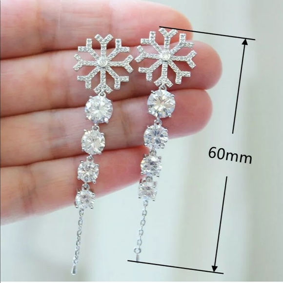 New 925 Silver Drop Earrings White Sapphire - Picture 2 of 3